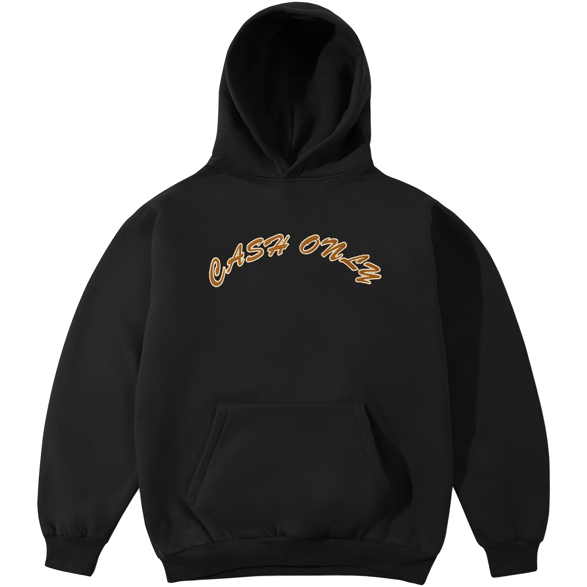 Cash Only Felt Applique Logo Pullover Hood Black