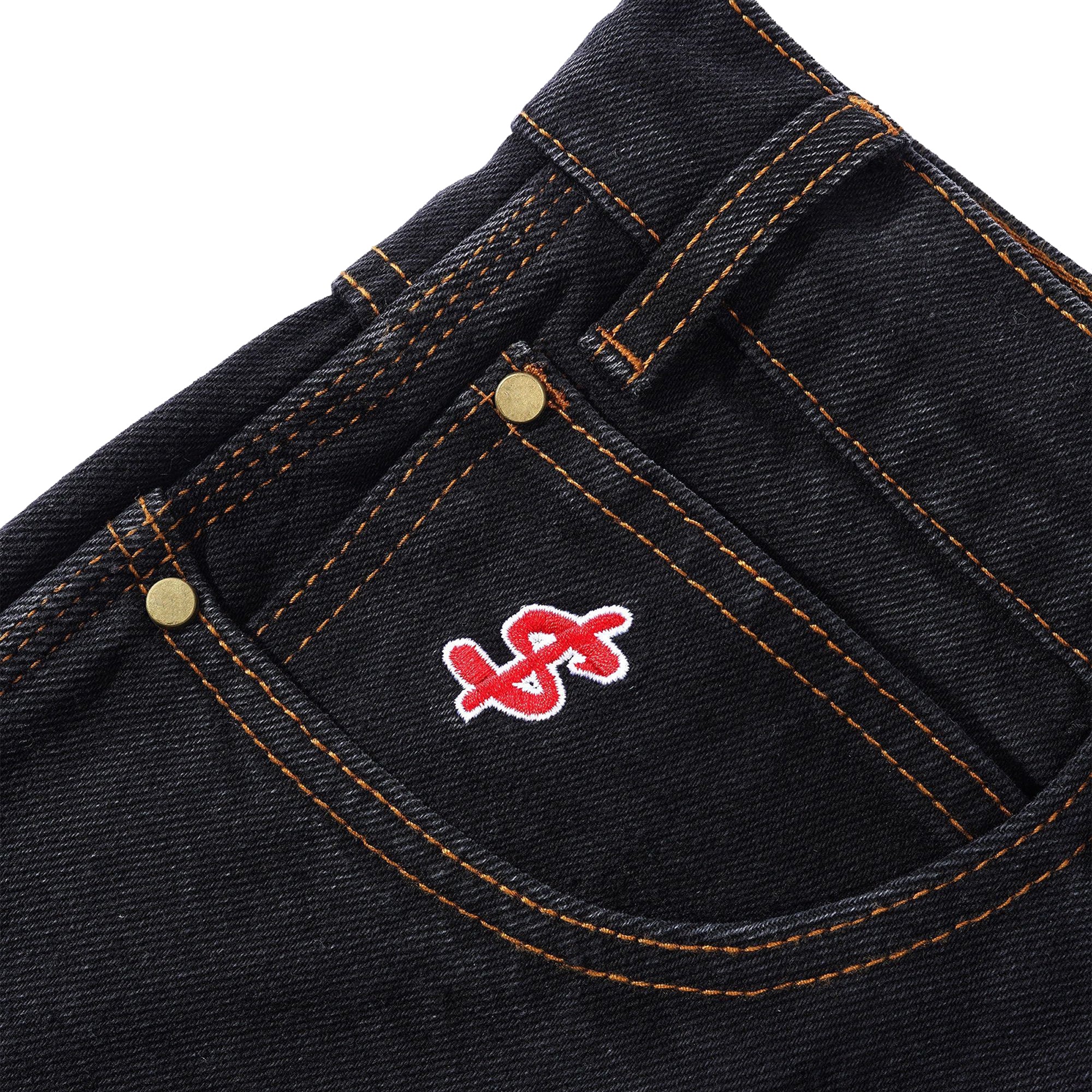 Cash Only Logo Denim Shorts Washed Black