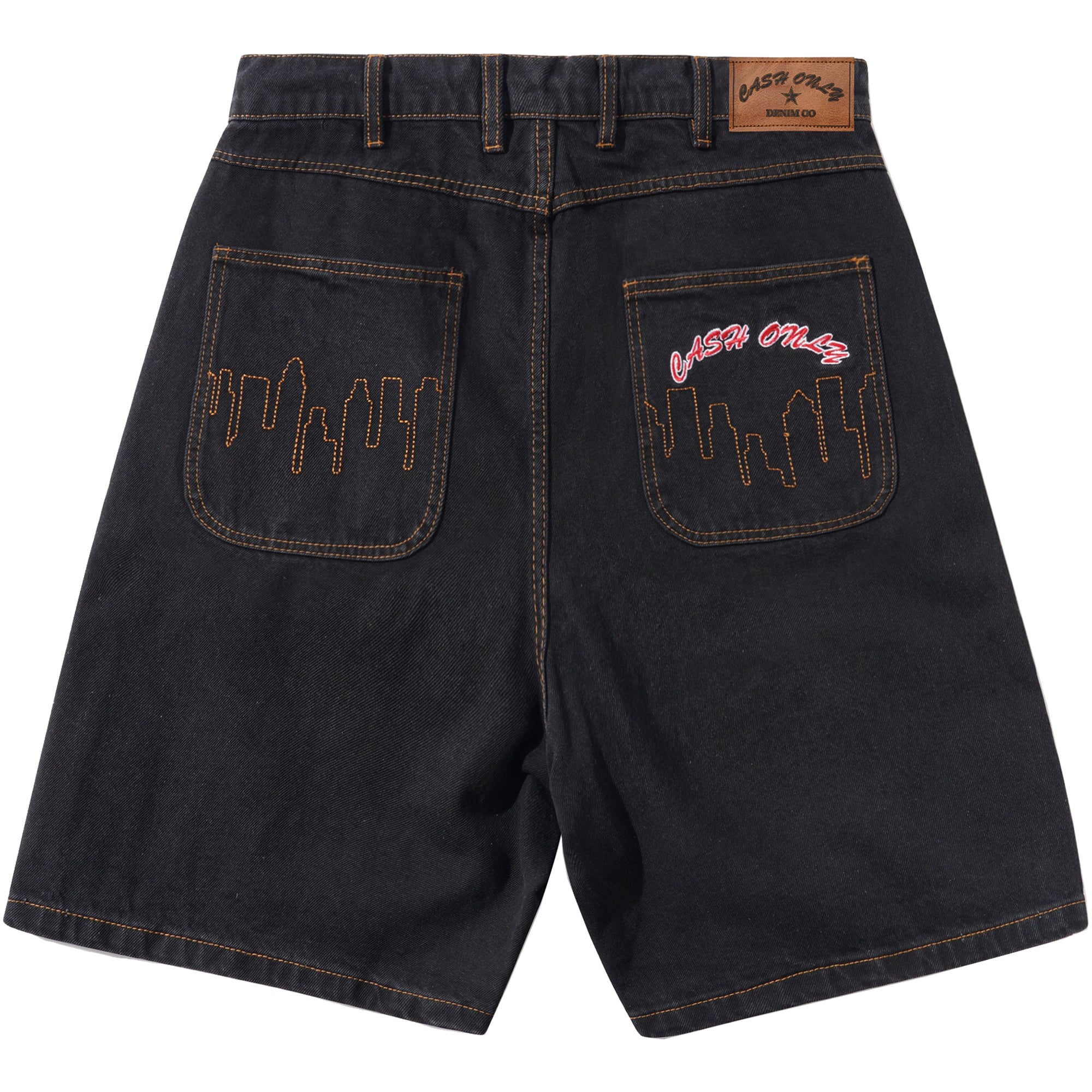 Cash Only Logo Denim Shorts Washed Black