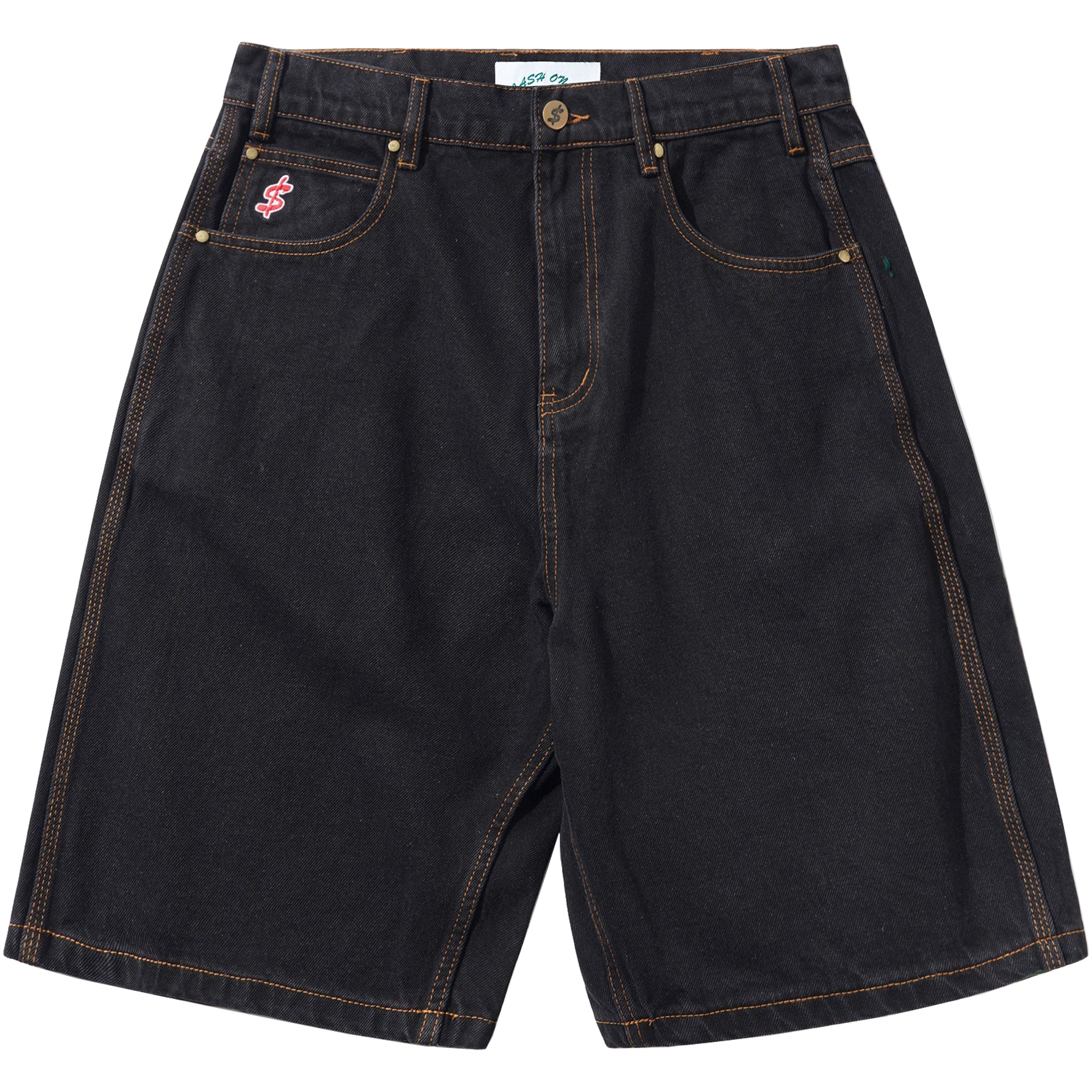 Cash Only Logo Denim Shorts Washed Black