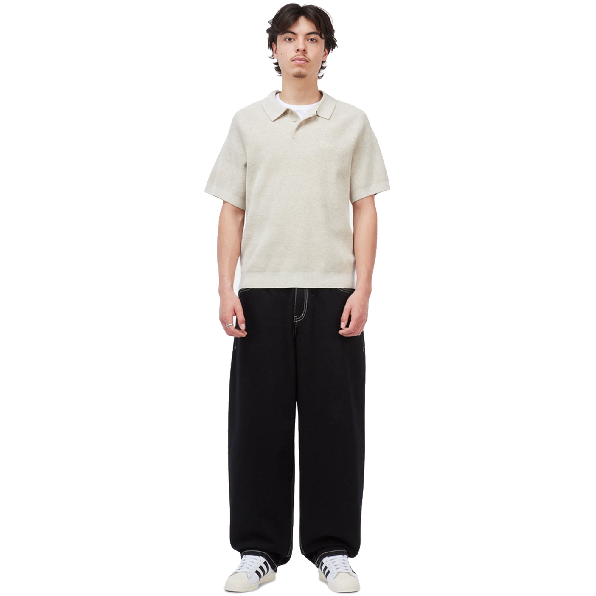 Dime MTL Cable Knit Polo Oatmeal