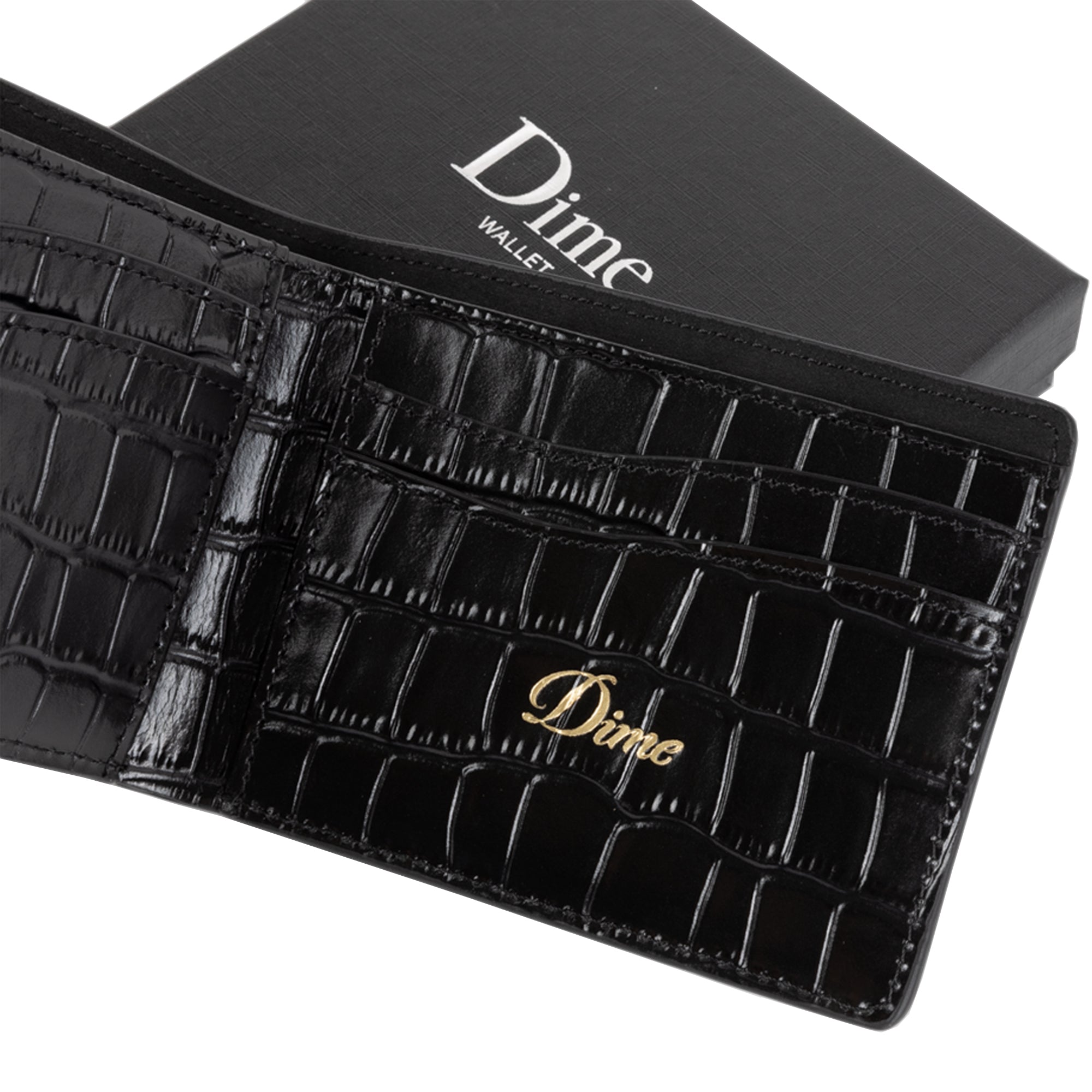 Dime MTL Croc Bifold Wallet Black