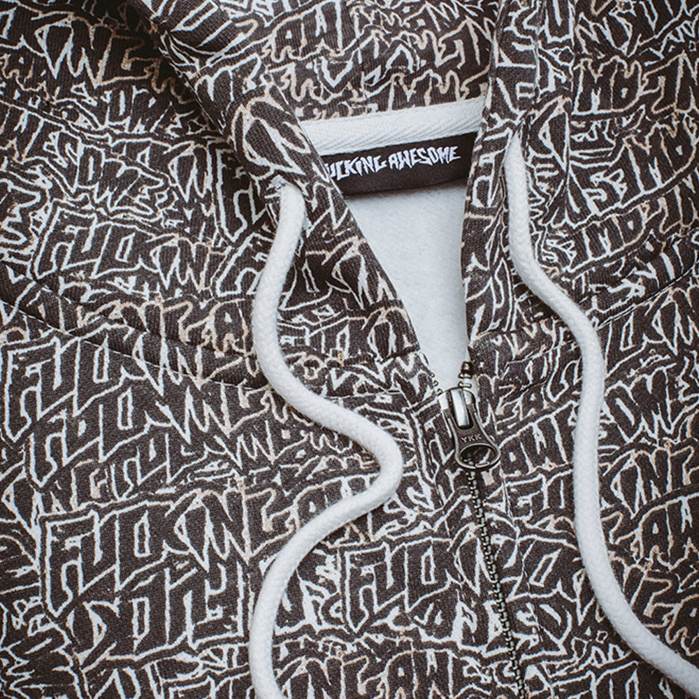 Fucking Awesome Burnt Sticker Stamp Zipped Hoodie All Over Print