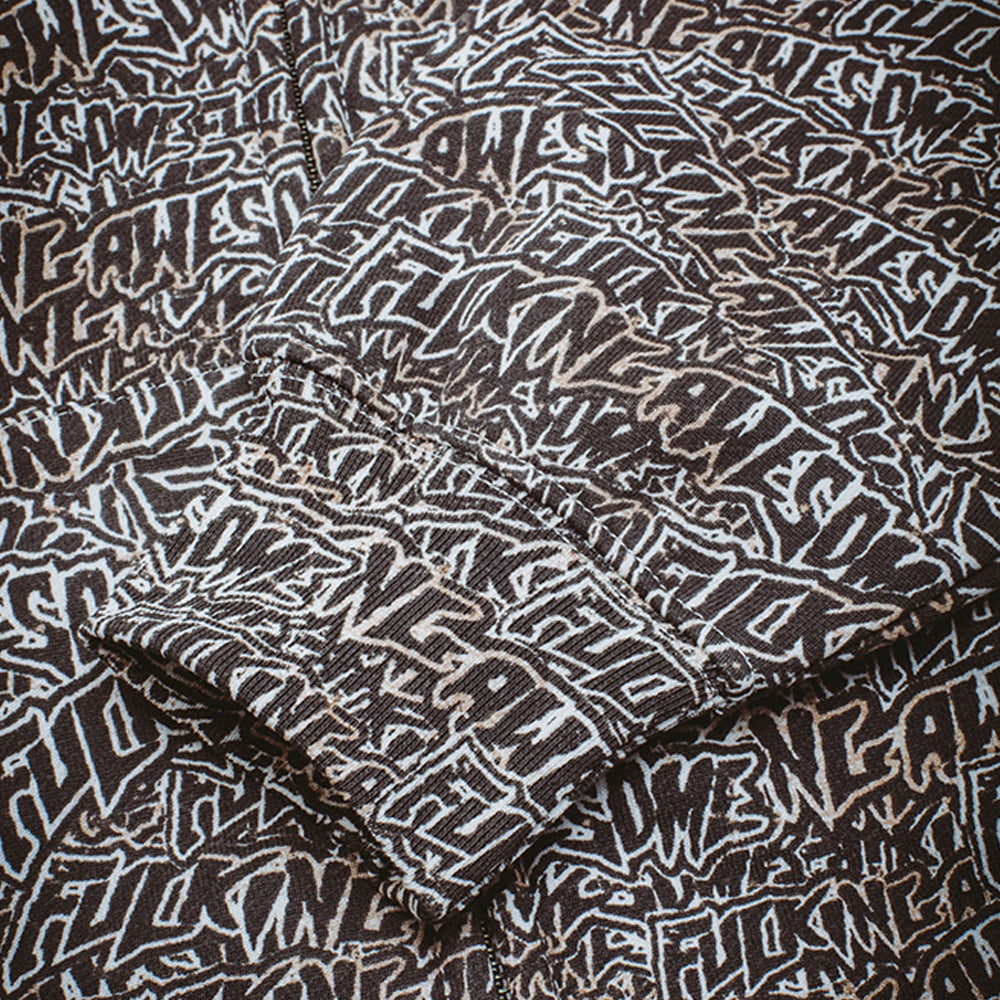 Fucking Awesome Burnt Sticker Stamp Zipped Hoodie All Over Print