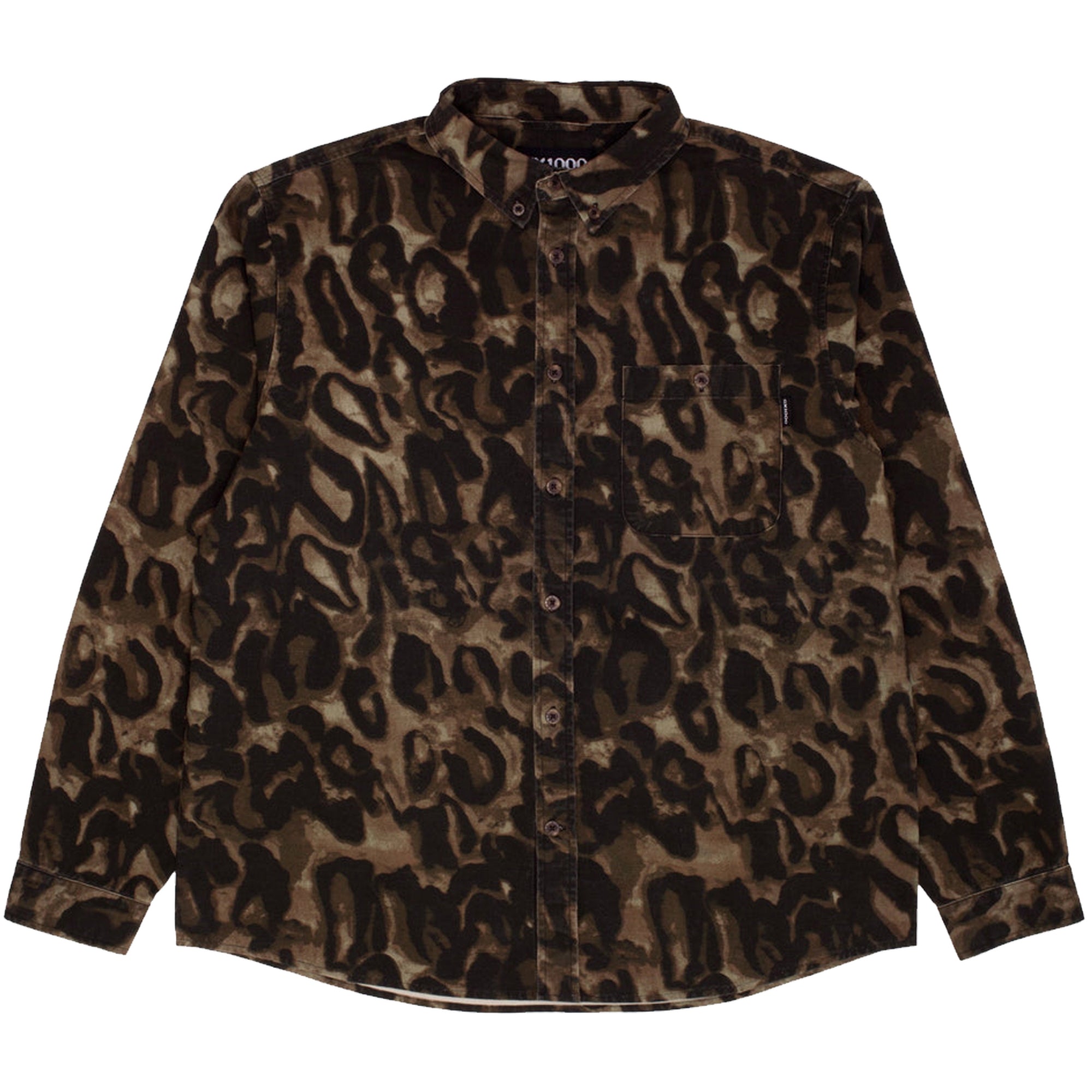 GX1000 Long Sleeve Button Down Shirt Brown Leopard Camo