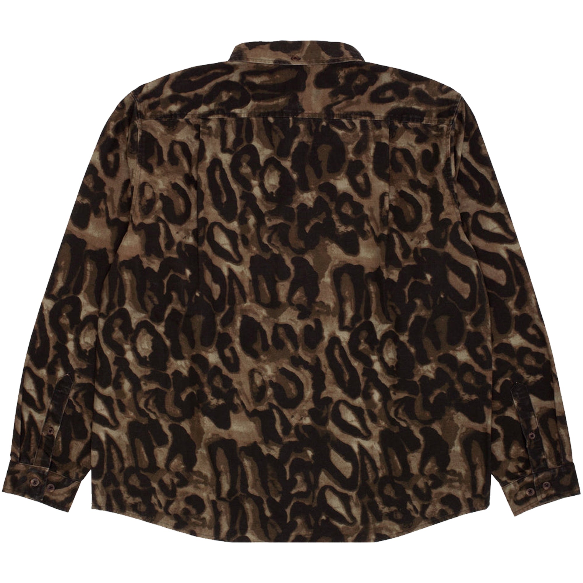 GX1000 Long Sleeve Button Down Shirt Brown Leopard Camo
