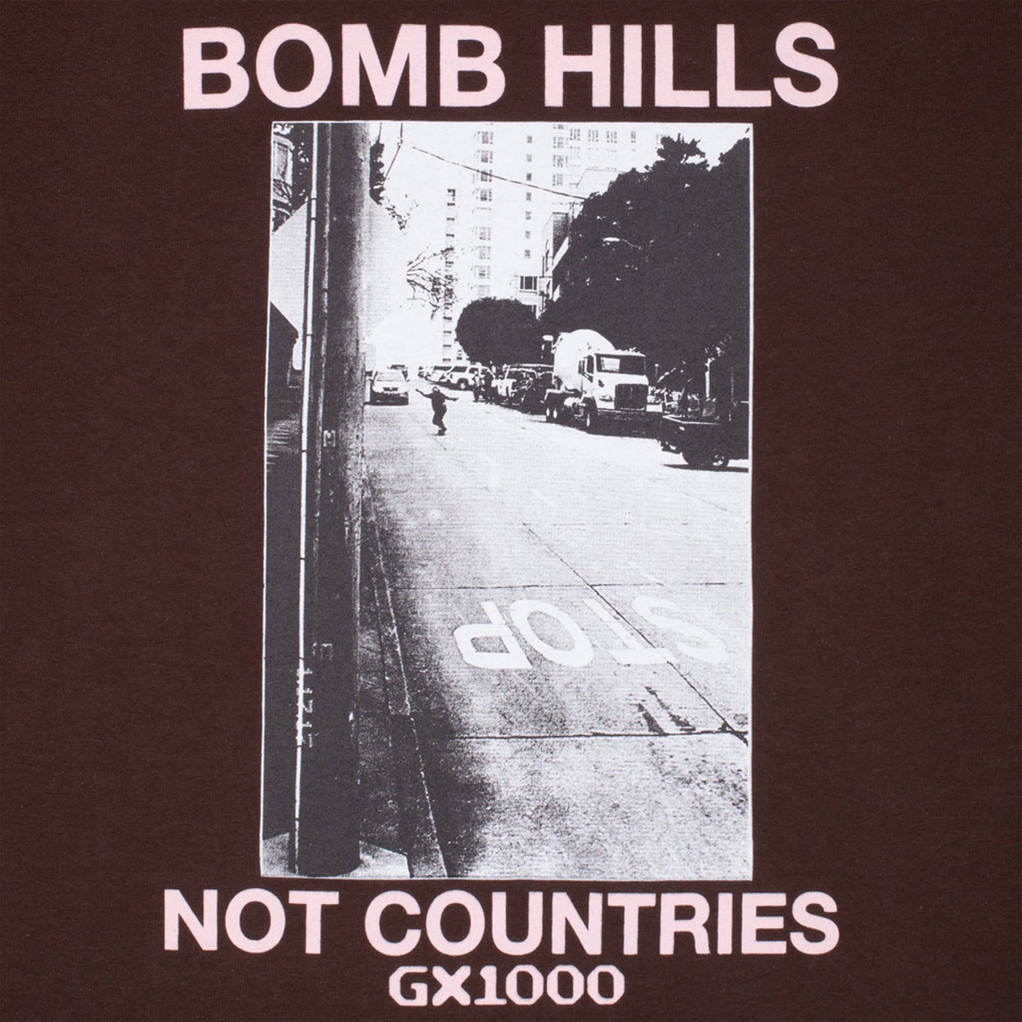 GX1000 Bomb Hills Tee Brown With Rose Font