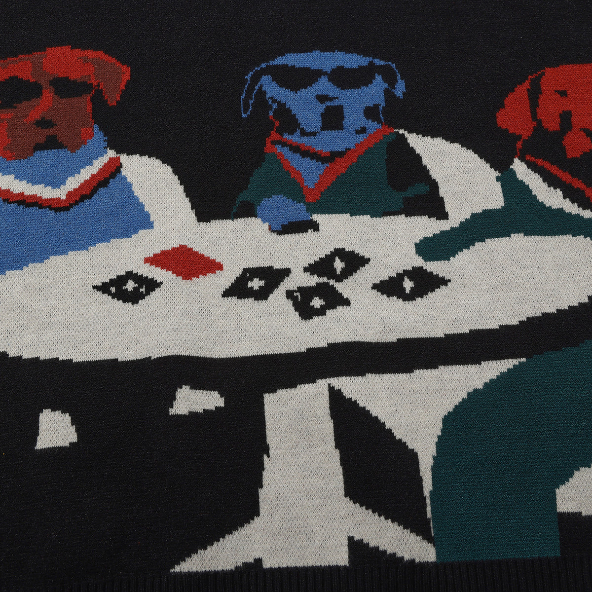 Hélas Poker Dogs Crewneck Knit Black