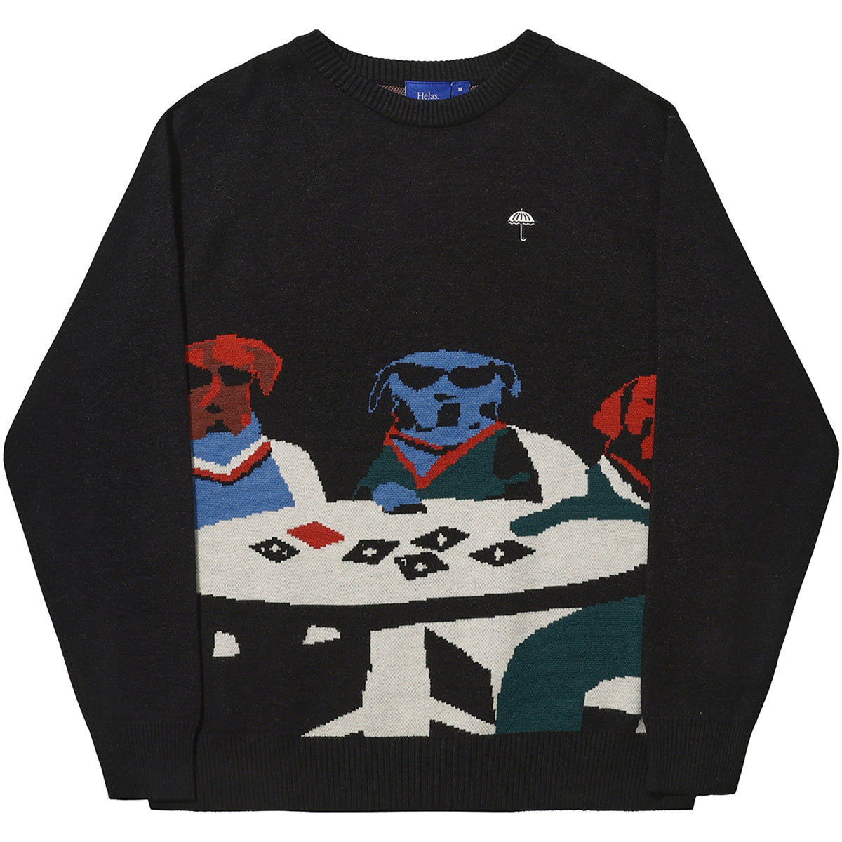 Hélas Poker Dogs Crewneck Knit Black