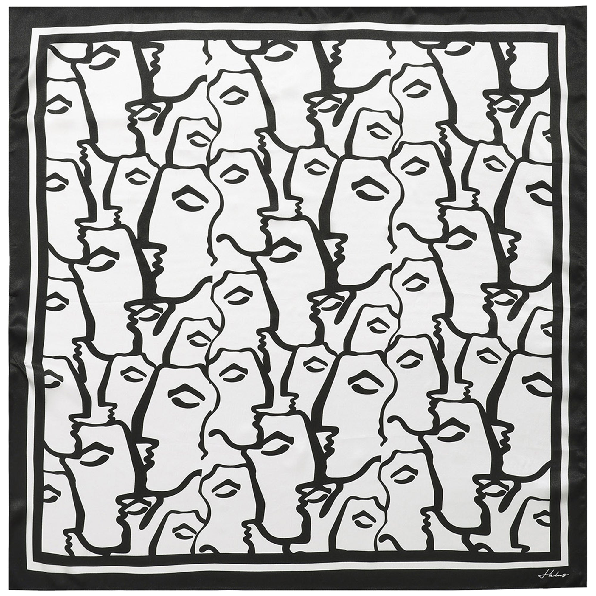 Hélas Dieux Grecs Silk Scarf White/Black