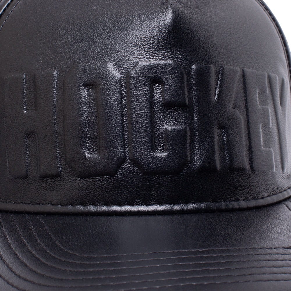 Hockey Leather Embossed Hat Black