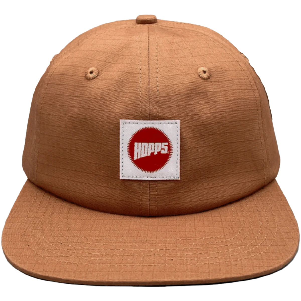Hopps Label Ripstop 6 Panel Strapback Hat Brown