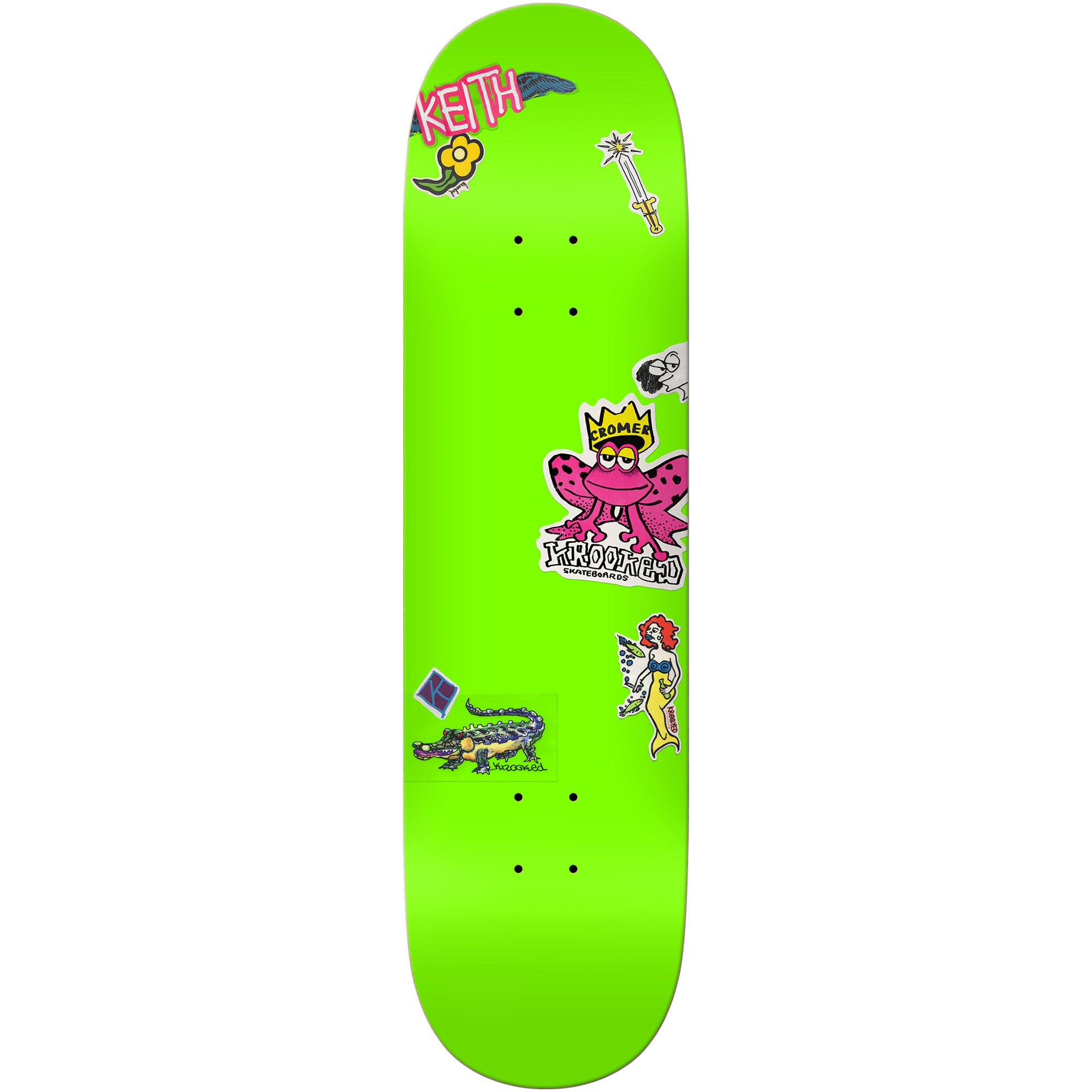Krooked Brad Cromer Neon Sticker Skateboard Deck 8.25"