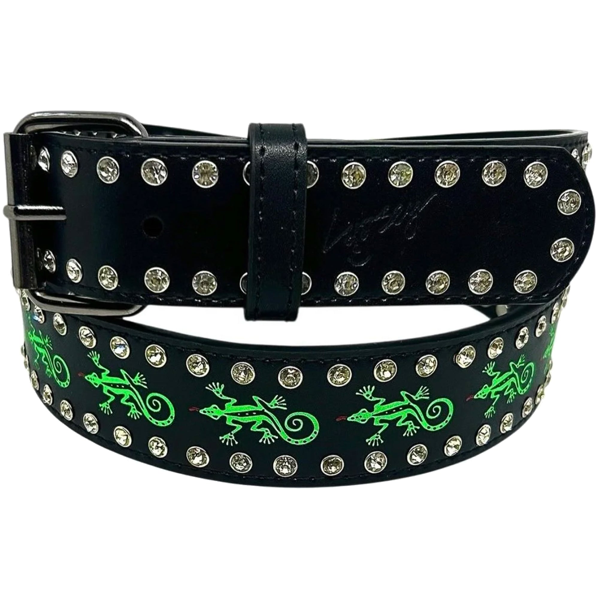 Loosey Gecko Rhinestone Belt Black