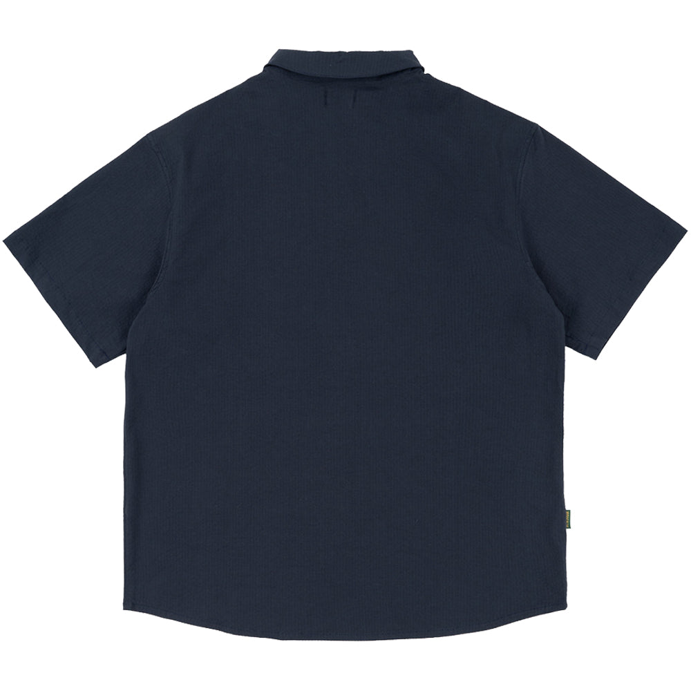 Magenta Seersucker Shirt Navy Blue