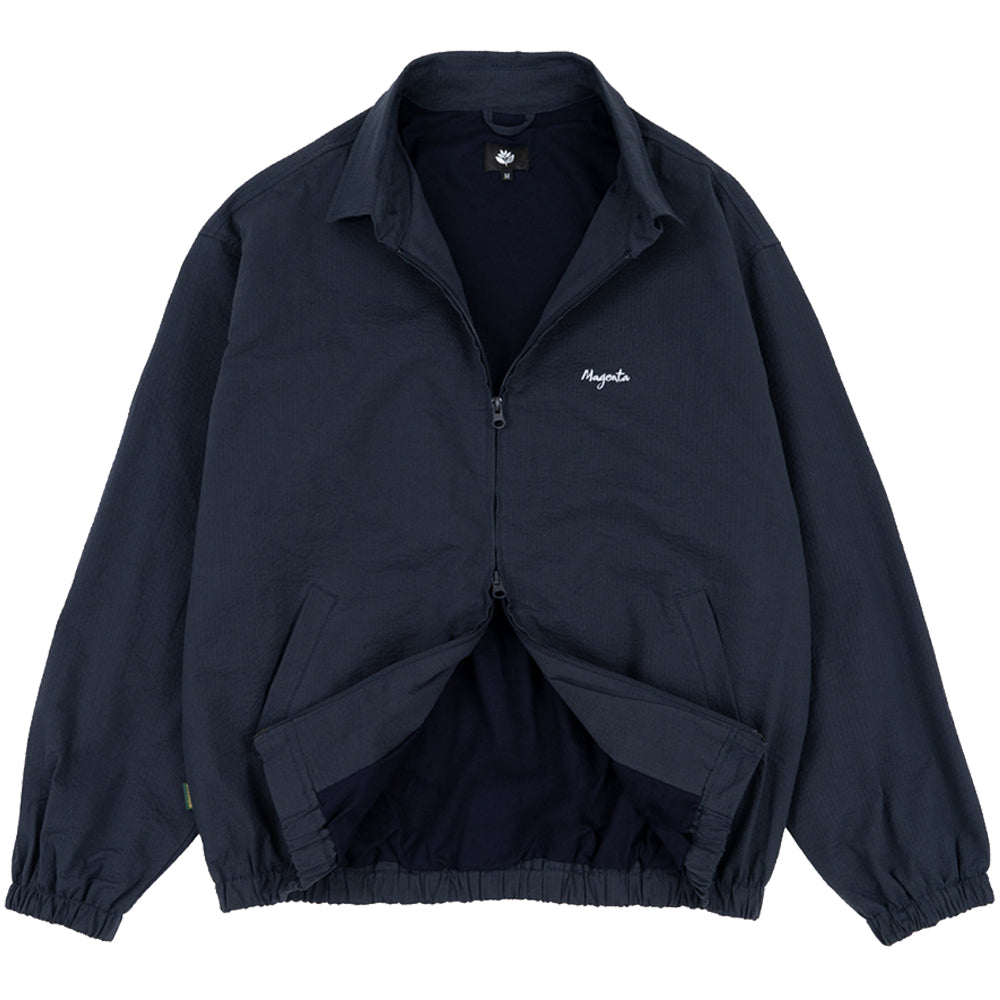Magenta Bastille Seersucker Jacket Navy Blue