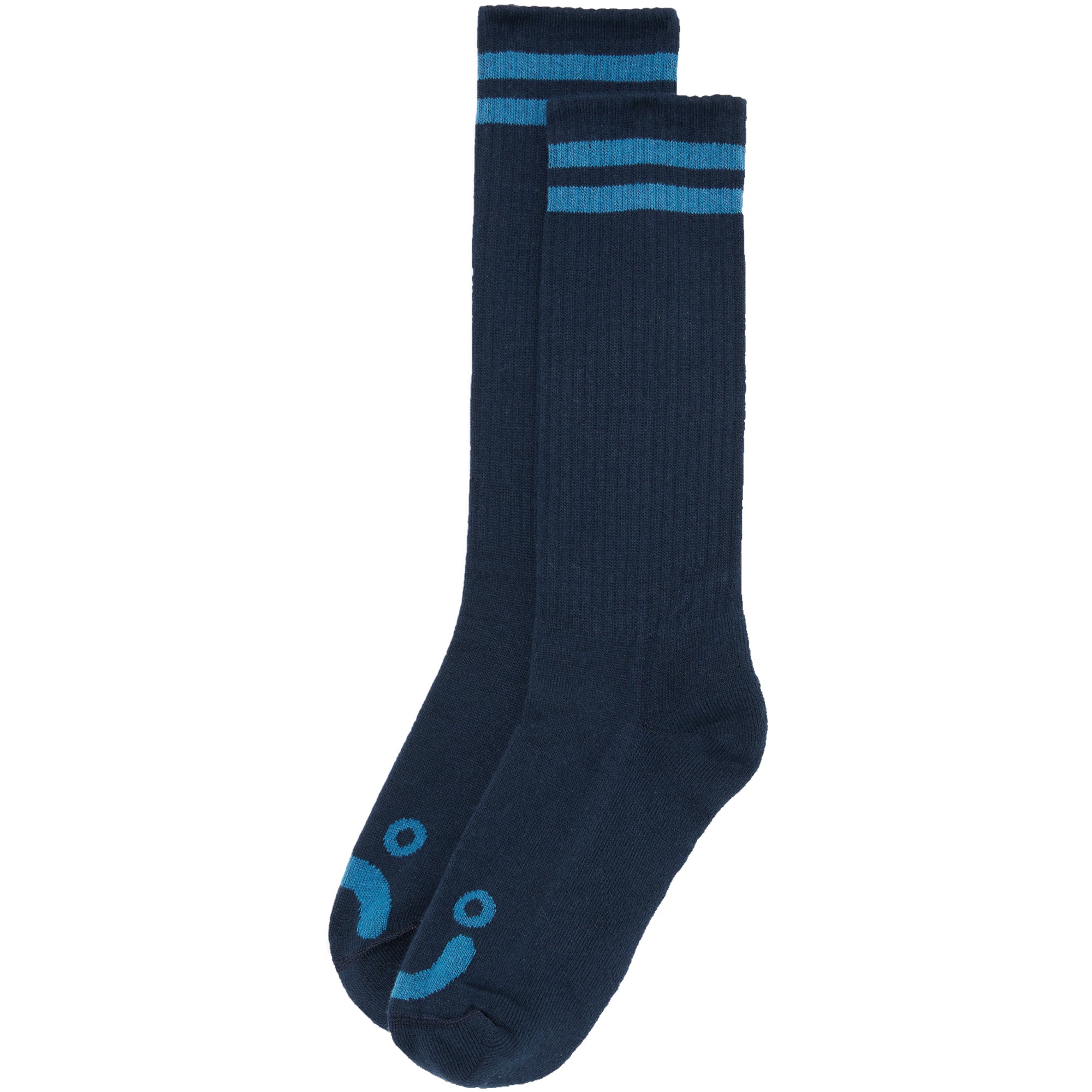 Polar Skate Co Long Rib Socks Happy Sad Dark Blue/Blue