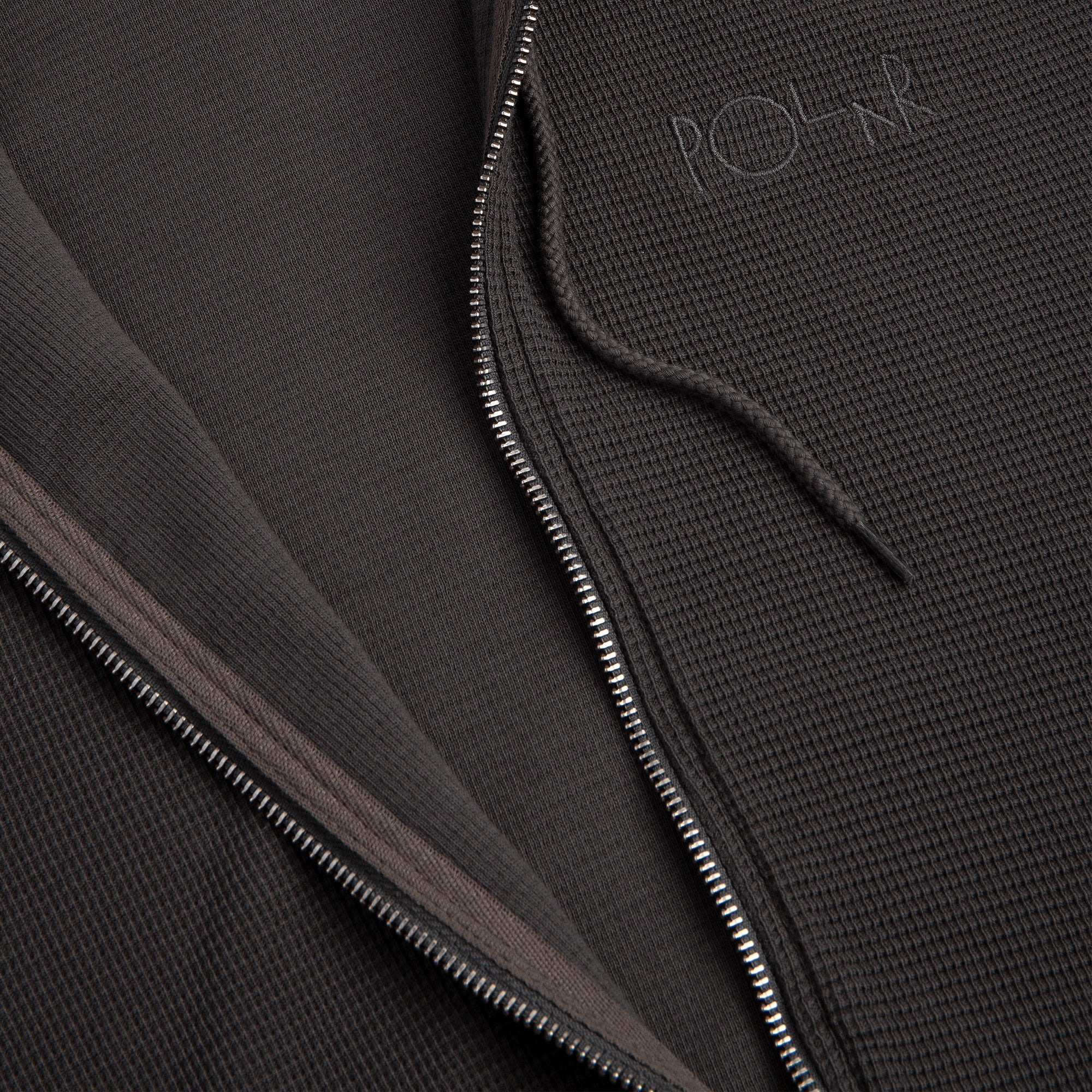 Polar Skate Co Waffle Zip Hoodie Dirty Black