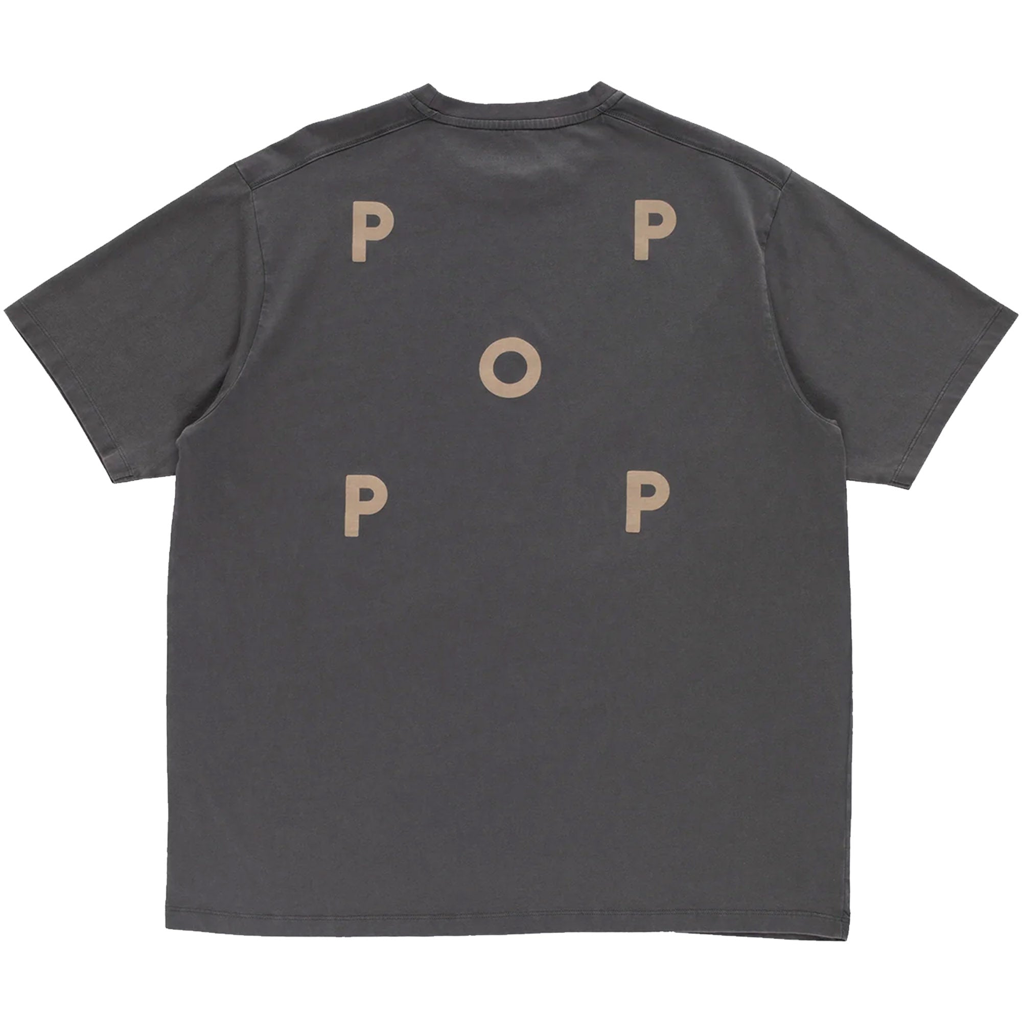 POP Trading Company Logo T-Shirt Washed Charcoal/White Pepper