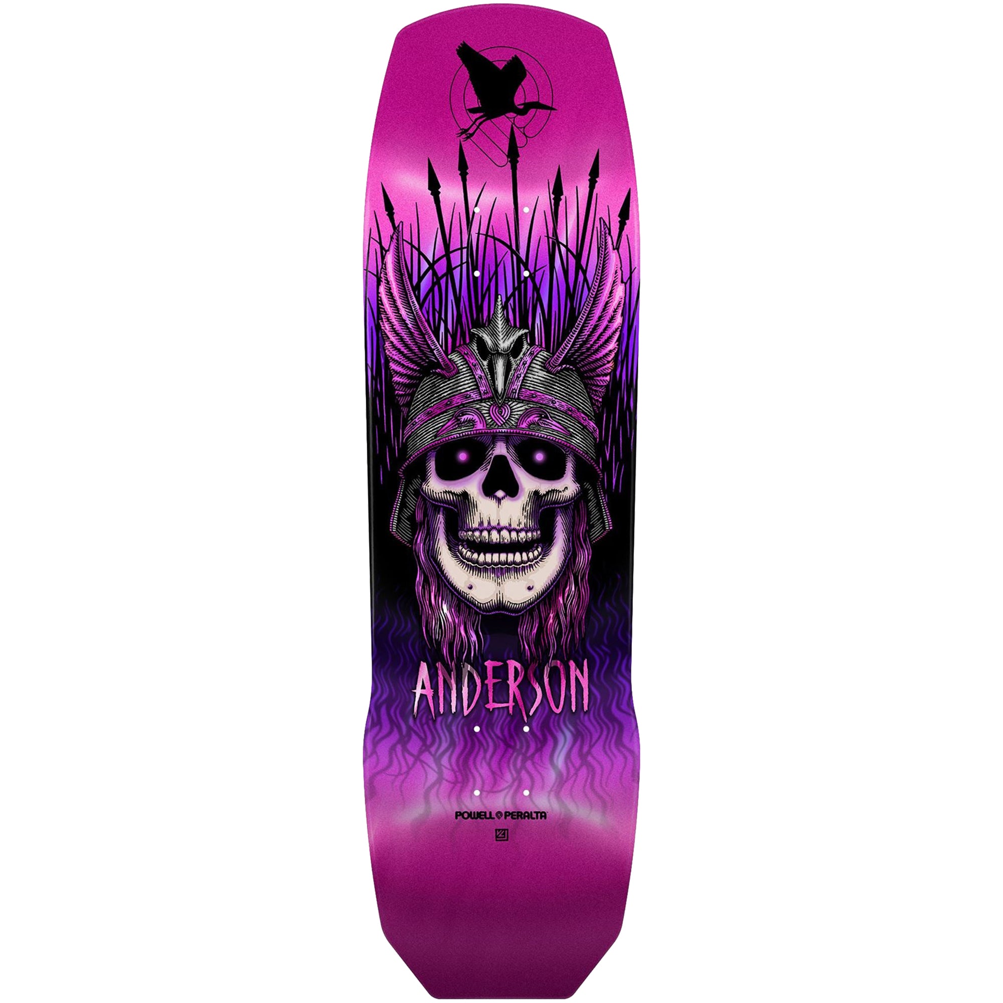 Powell Peralta Andy Anderson Heron Skull Pink Foil Skateboard Deck 9.13"
