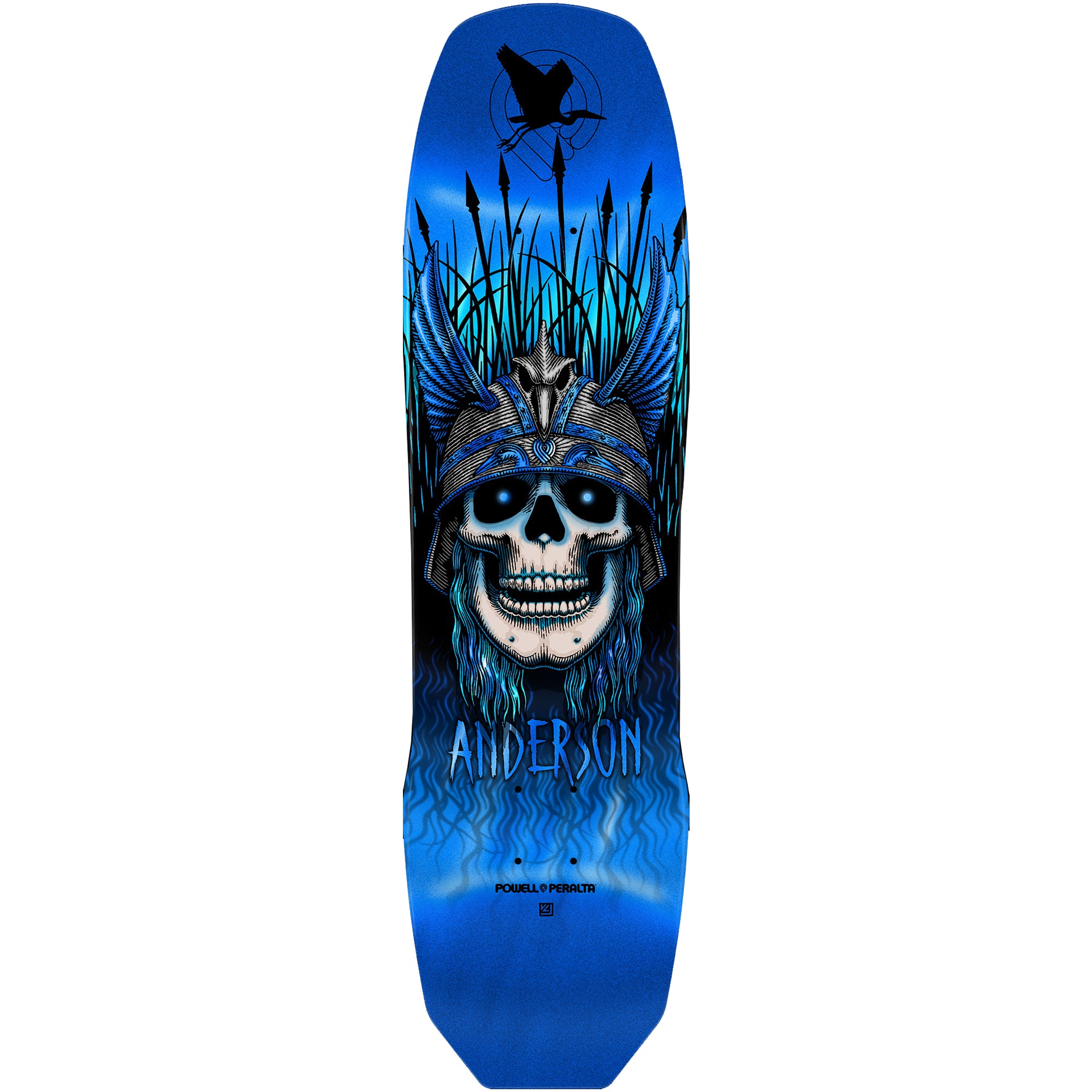 Powell Peralta Andy Anderson Heron Skull Blue Foil Skateboard Deck 8.45"