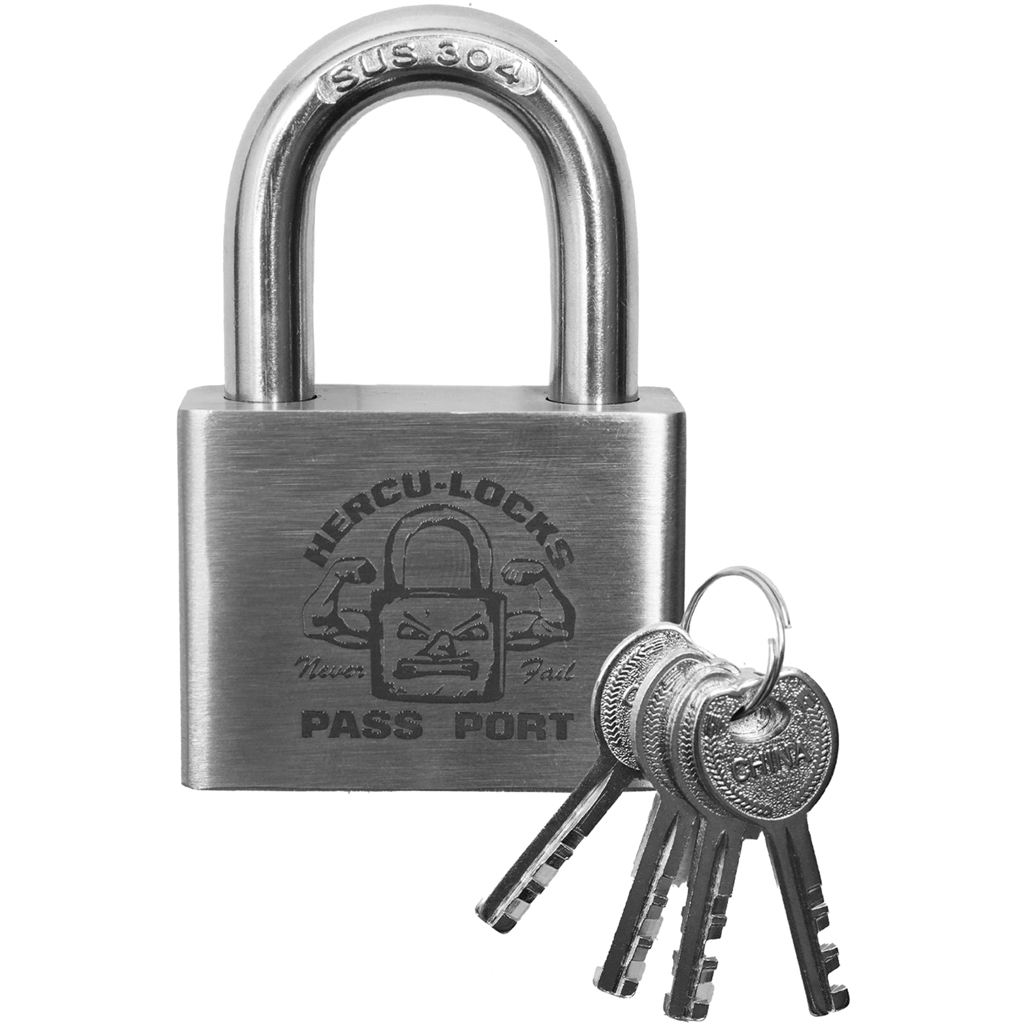 Pass~Port Hercu~locks Padlock Brushed Silver