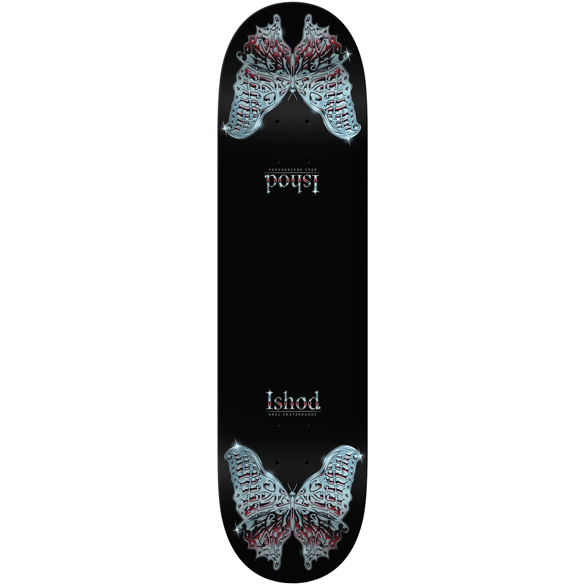 Real Ishod Wair Mariposa Chrome Redux DBX Black Skateboard Deck 8.38"