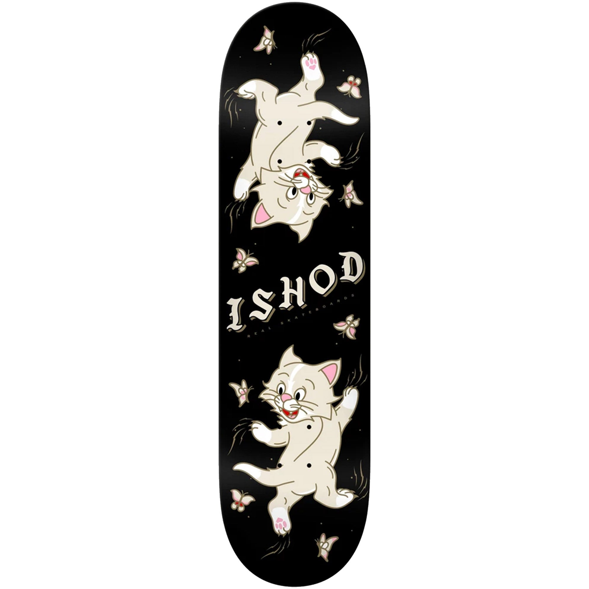 Real Ishod Wair Kitten Scratch Twin Tail Black Skateboard Deck 8.5"
