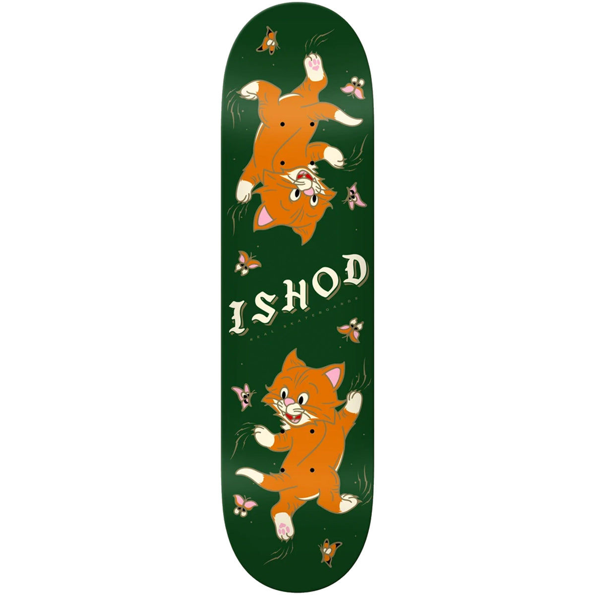 Real Ishod Wair Kitten Scratch Twin Tail Green Skateboard Deck 8.3"