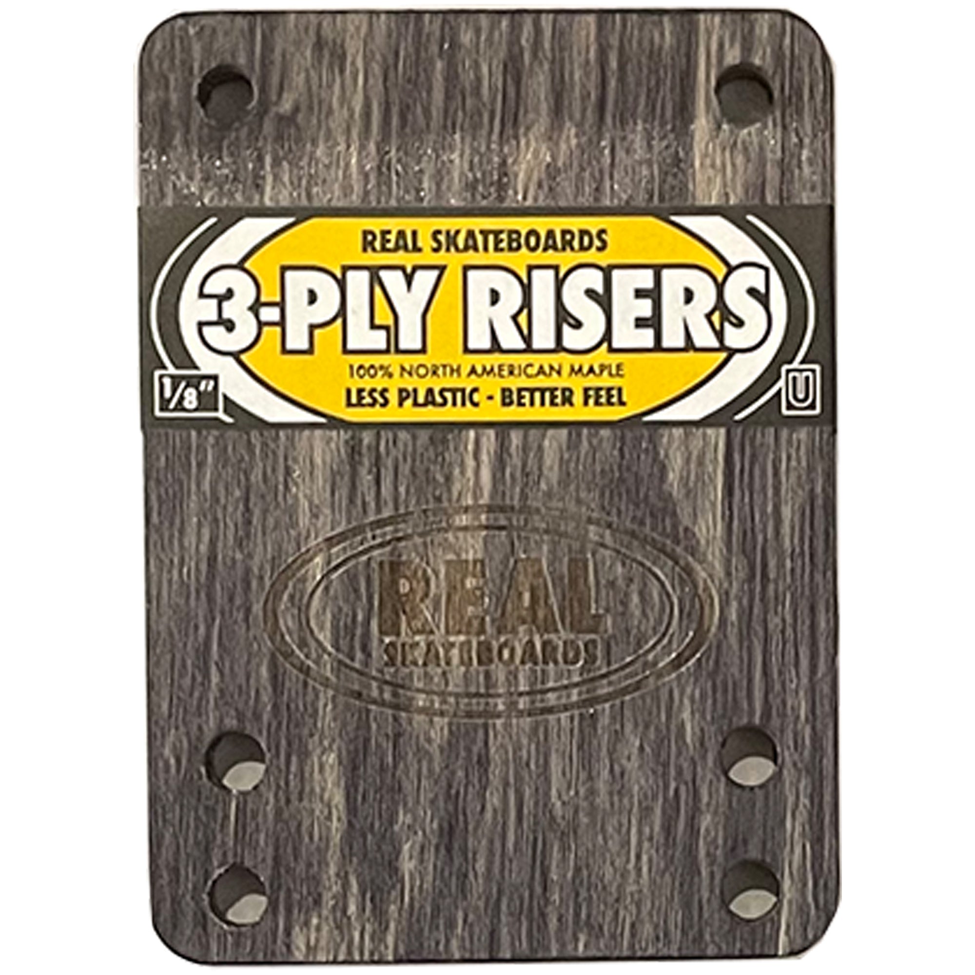 Real Universal Skateboard Riser Pads 3-Ply ⅛" Black/Yellow