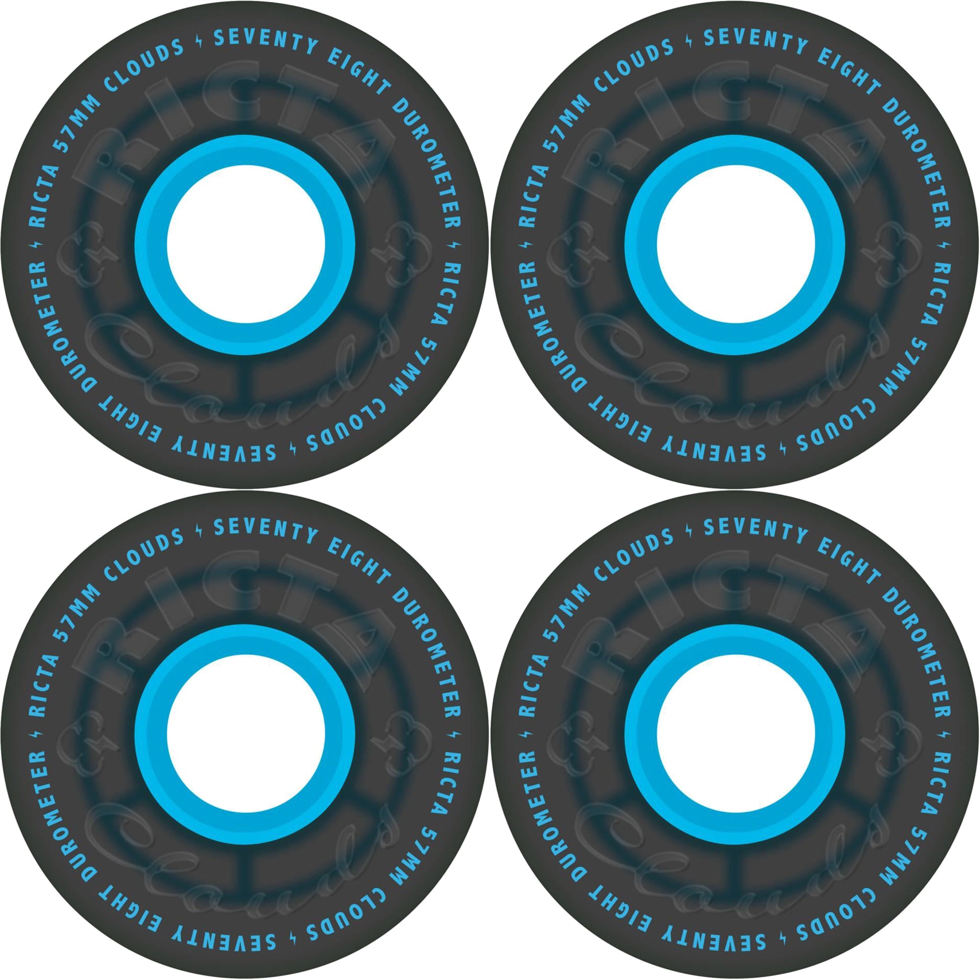 Ricta Clouds Transparent Black/Blue 78a Skateboard Wheels 57mm