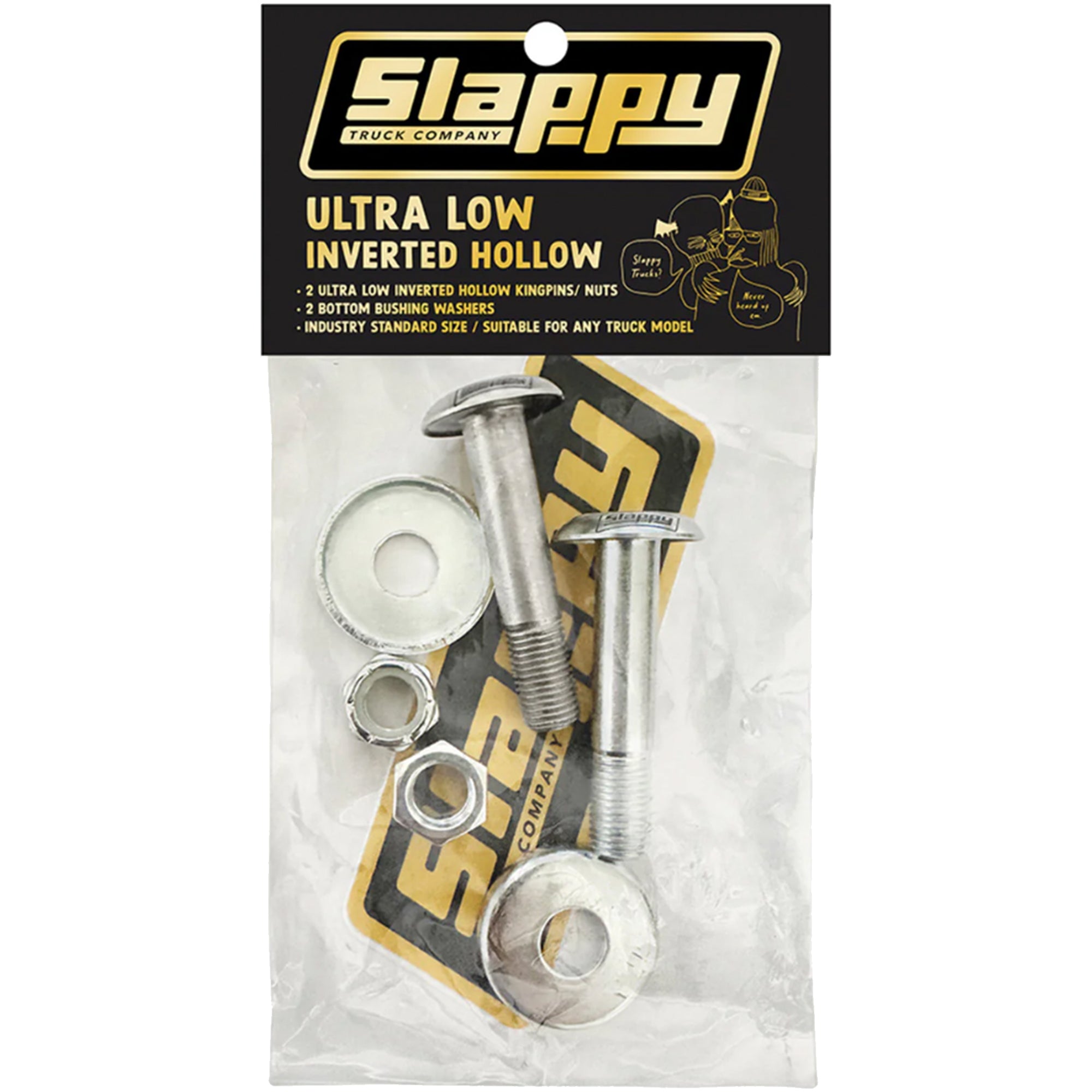 Slappy Ultra Low Inverted Hollow Skateboard Kingpins White Gold (set of 2)