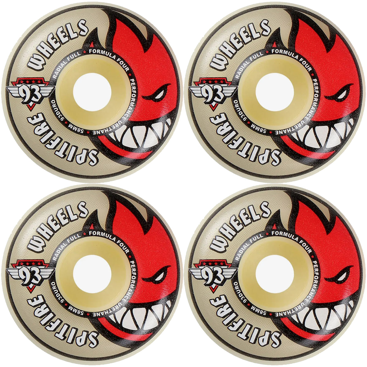 Spitfire Formula Four Radial Full 93du Skateboard Wheels 54mm