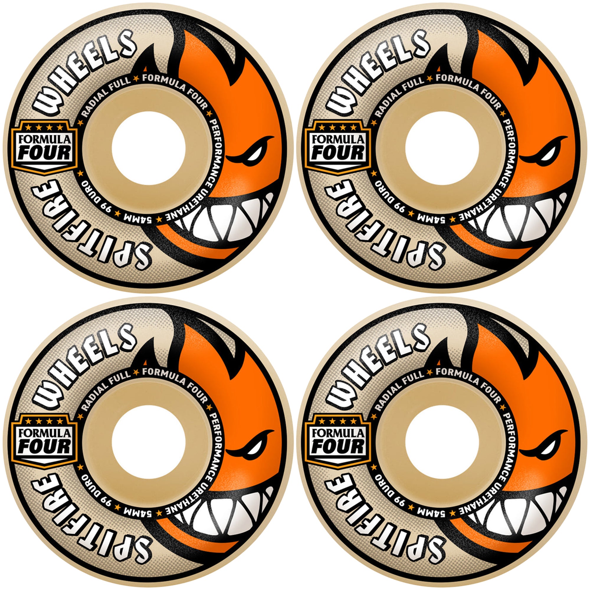Spitfire Formula Four Radial Full Wheel 99DU Natural Skateboard Wheels 54mm