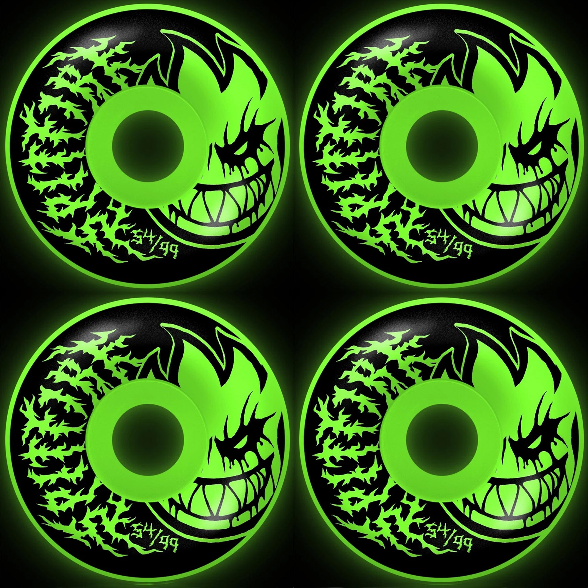 Spitfire F4 99 Deathmask II Bighead Radial Full Glow In The Dark Skateboard Wheels 54mm