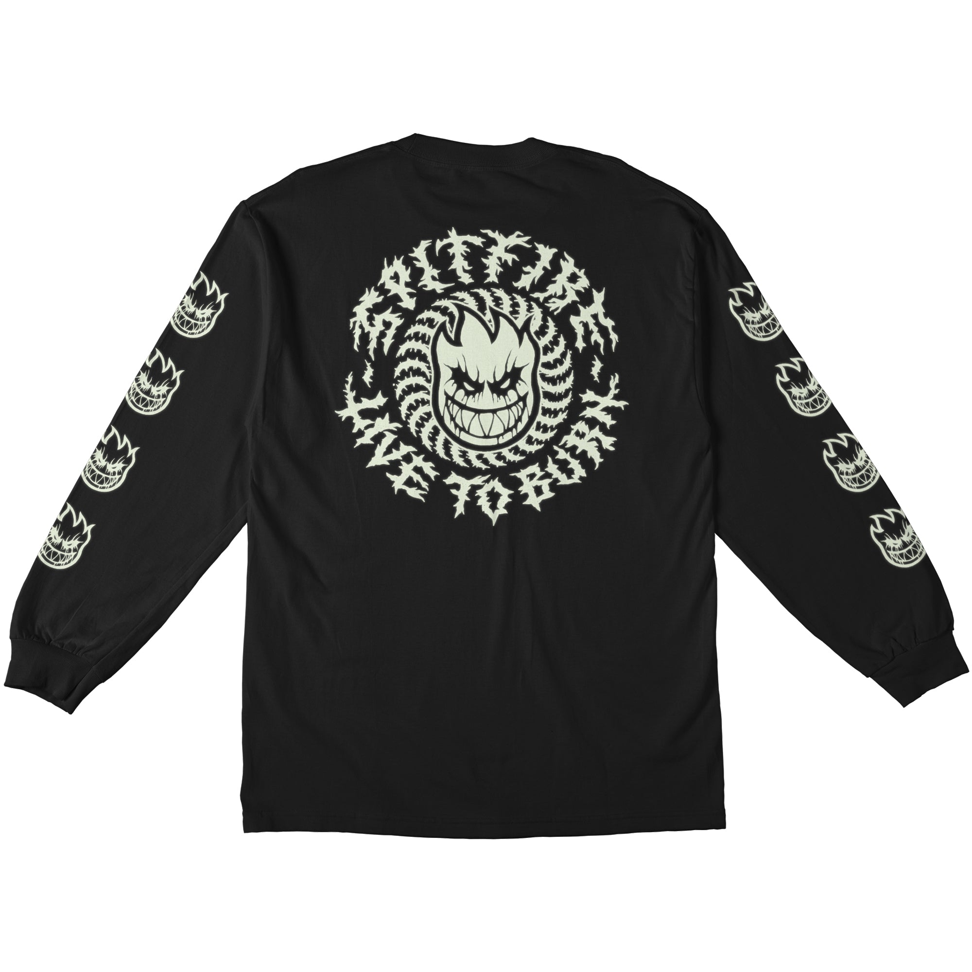 Spitfire Deathmask Classic Longsleeve Glow Print Tee Black