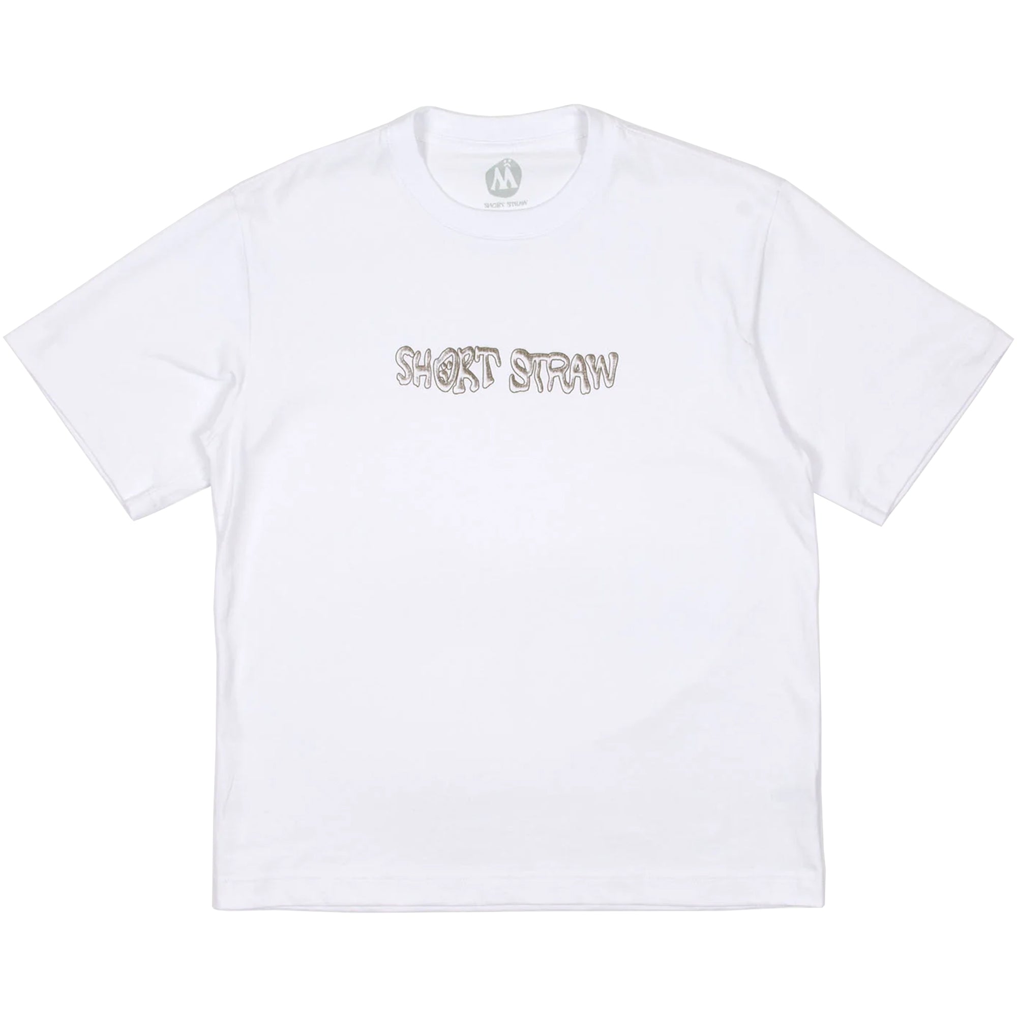 Short Straw Warped T Shirt White/Brown