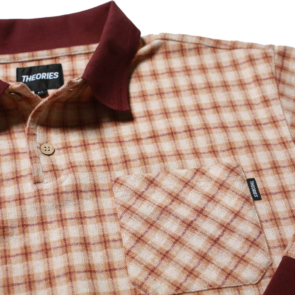 Theories ESP Longsleeve Polo Shirt Peach/Burgundy