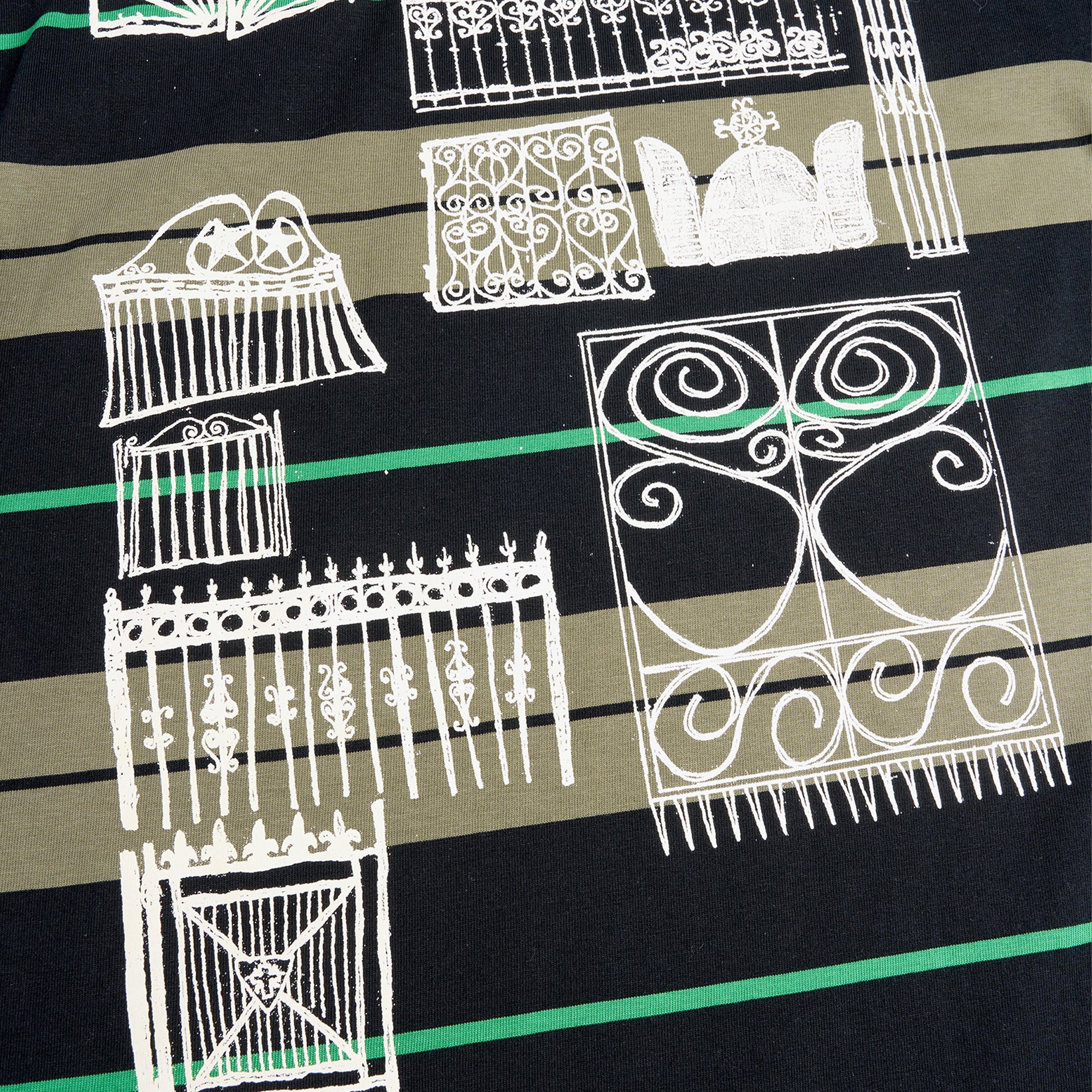 Token NYC Fences Tee Green Striped
