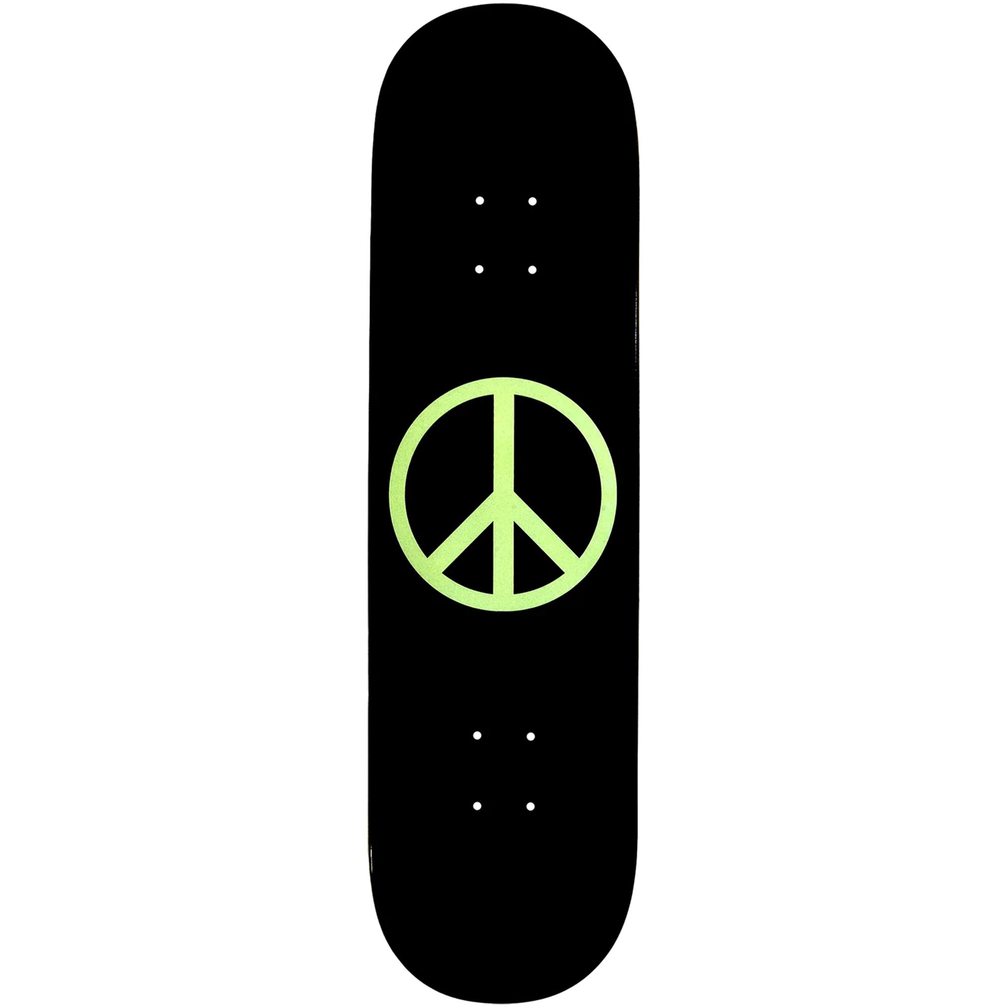 Violet Glow In The Dark Peace Black Skateboard Deck 8"