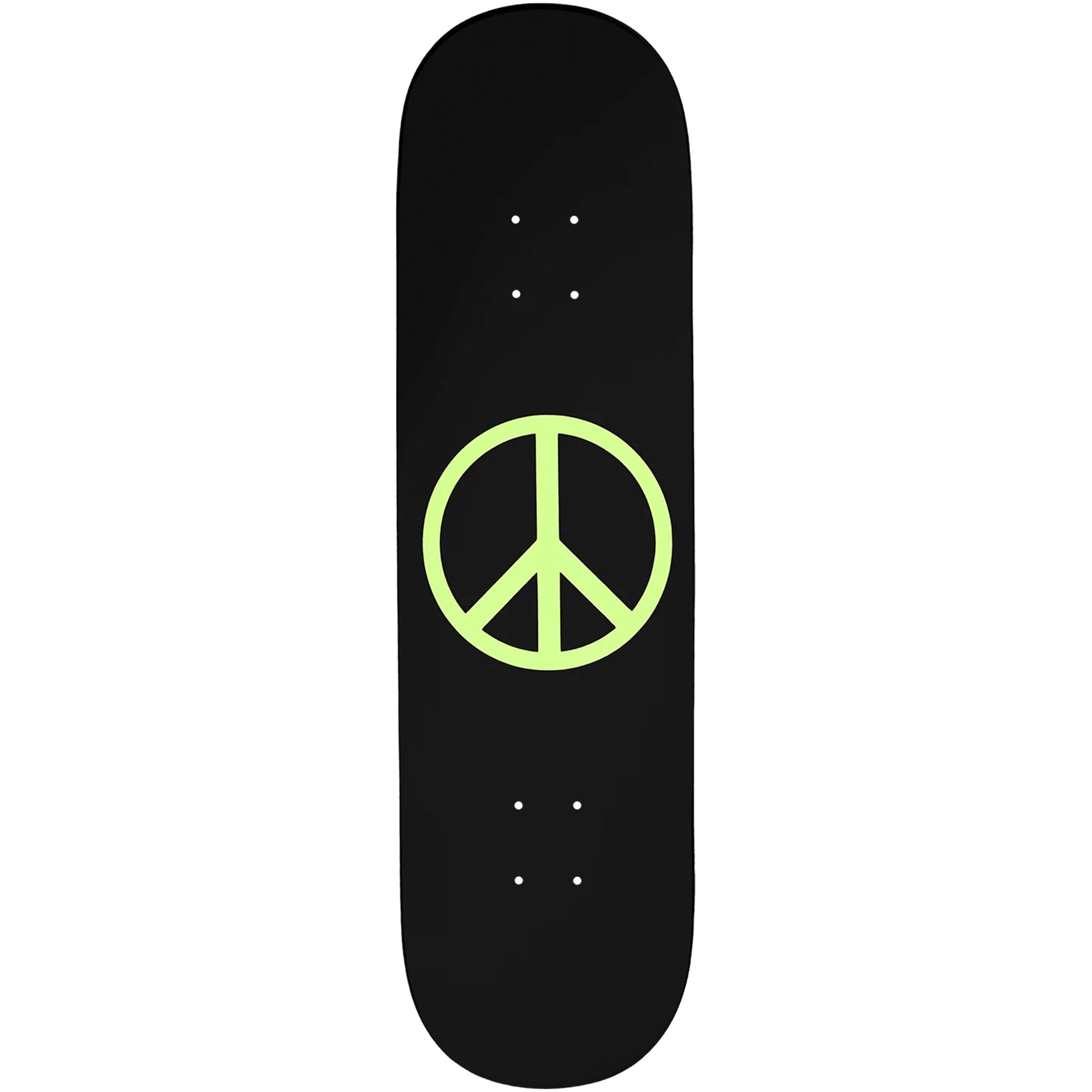 Violet Glow In The Dark Peace White Skateboard Deck 8.38"