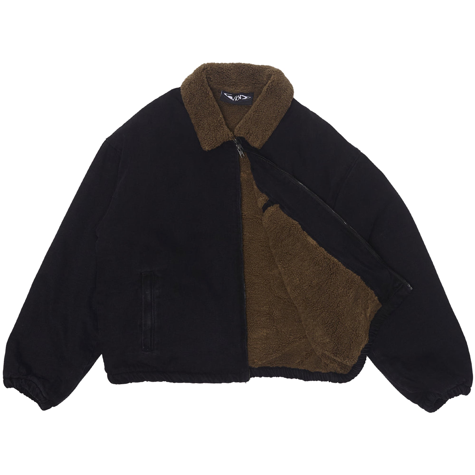 WKND Sherpa Lined Zip Denim Jacket Washed Black