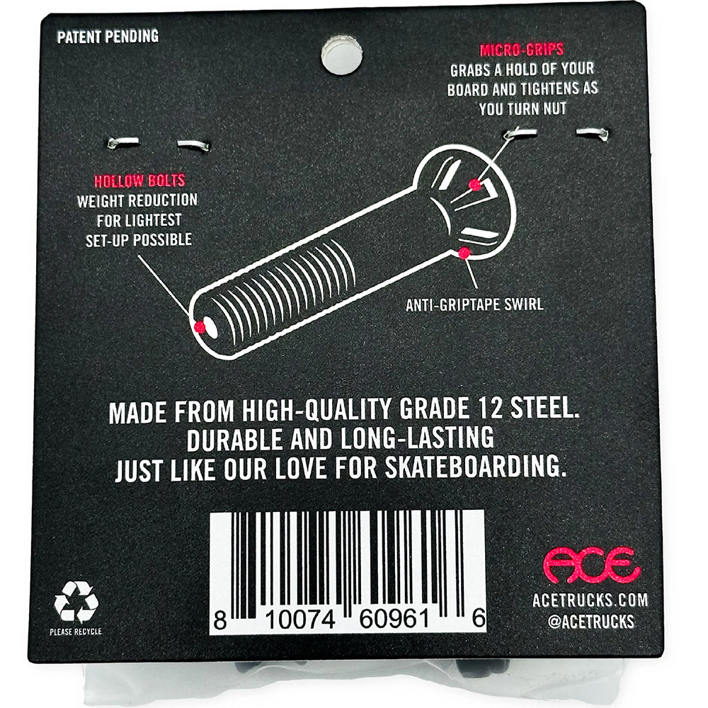 Ace AF1 Hollow Hardware Skateboard Bolts Allen 1"
