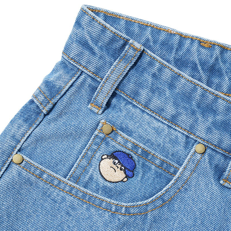 Butter Goods Philly Santosuosso Denim Pants washed indigo/blue embroid Note Shop