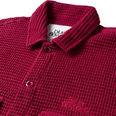 Blue Flowers Mega Waffle Shirt Red