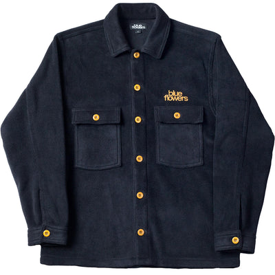 Blue Flowers Spectral Fleece Shirt Black