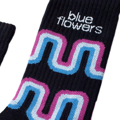 Blue Flowers Tutti Fruity Socks Black UK 7-11