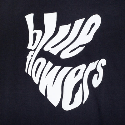 Blue Flowers Wavy T Shirt Black