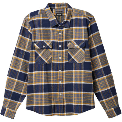 Brixton Bowery Flannel Shirt moonlit ocean/bright gold/off white