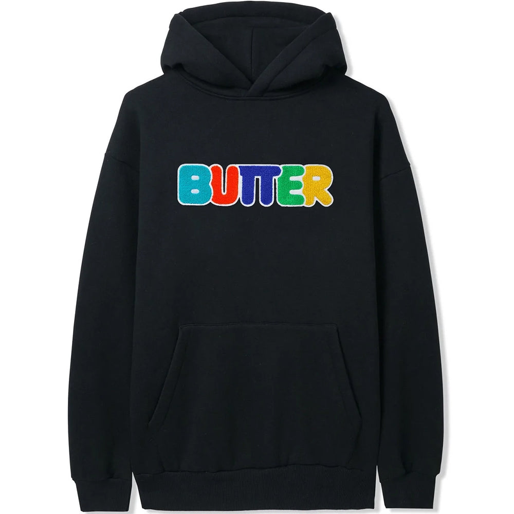 Butter Goods Rounded Chenille Applique Pullover Hood Black